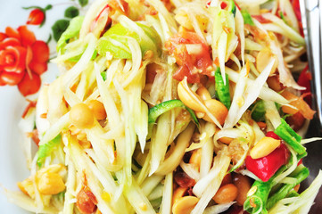 Green papaya salad Thai cuisine spicy delicious