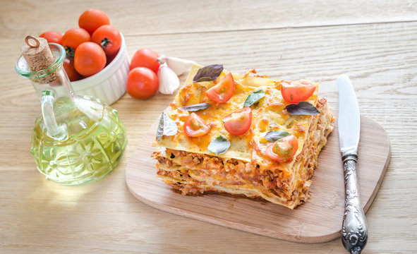 Lasagna with cherry tomatoes