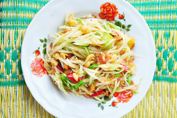 Green papaya salad Thai cuisine spicy delicious