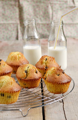 Chocolate chips muffins with milk