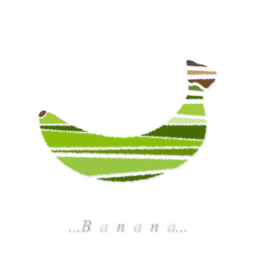 Vector of fruit, banana icon on isolated white background
