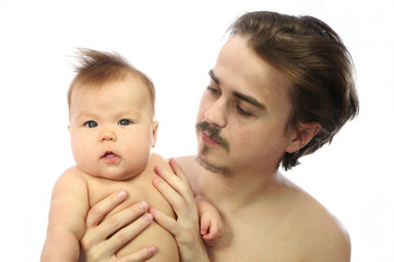 Father holding newborn baby