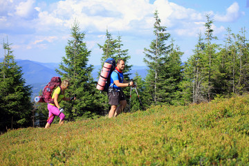 Summer hiking in the mountains.