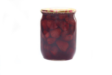 Bank of strawberry jam