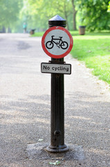 No Cycling - the road sign