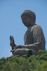 Close-up of Big Buddha statue in profile