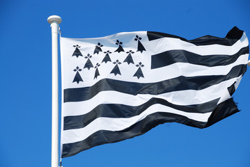 Breton flag floating in the wind