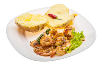 Garlic shrimps with potato