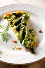 A piece of asparagus quiche