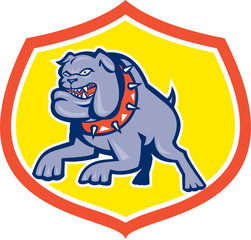 Bulldog Dog Mongrel Attacking Retro