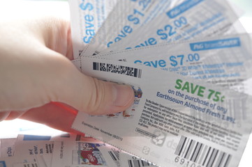 Holding saving coupons