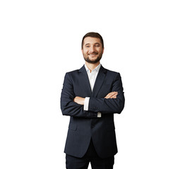 handsome businessman with folded hands