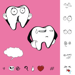 molar dental tooth cartoon set vector expression
