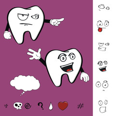 molar dental tooth cartoon set vector2