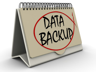 Data backup. Inscription on the calendar