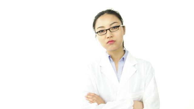 scientist doctor isolated on white upset with arms crossed