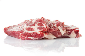 Pieces of crude meat