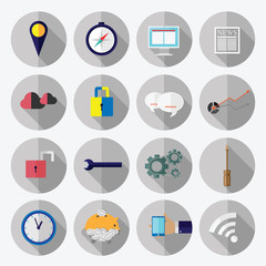 Business office elements icons vector