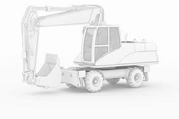 Schaufelbagger - weiß isoliert