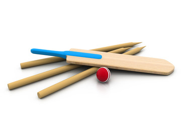 set equipment for cricket.