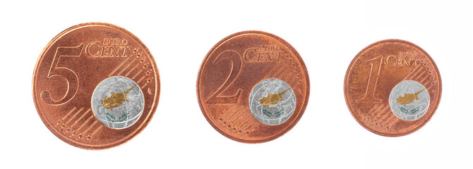 European union concept - 1, 2 and 5 eurocent