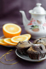 chocolate cake and orange