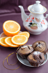 chocolate cake and orange