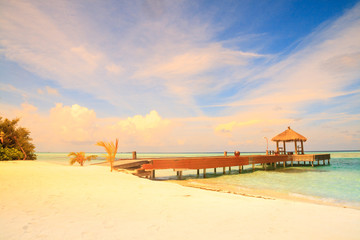 Wooden wharf with pavilion