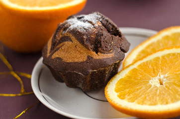 chocolate cake and orange