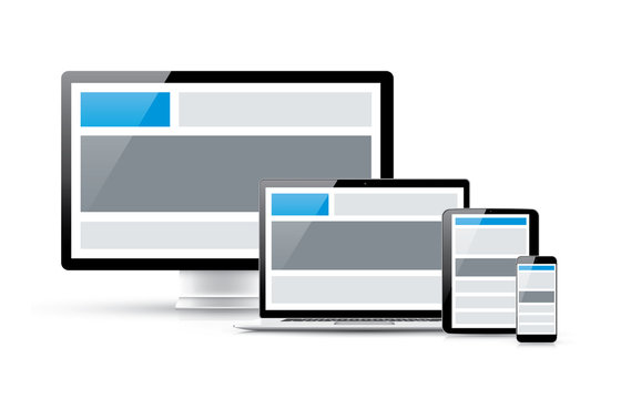 Create responsive web design in four electronic vector devices