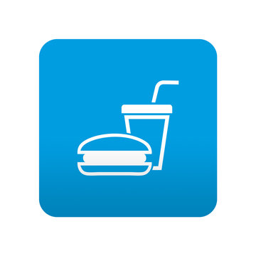 Etiqueta tipo app azul simbolo fast food
