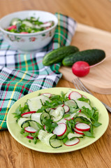 Salad of vegetables and greens.