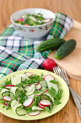 Salad of vegetables and greens.