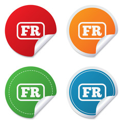 French language sign icon. FR translation.