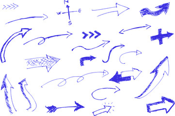 hand draw sketch, Blue Pen Arrow