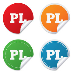 Polish language sign icon. PL translation