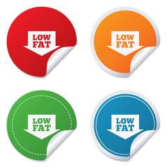 Low fat sign icon. Salt, sugar food symbol.