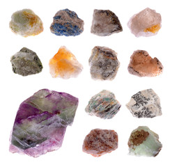 Mineral collection isolated on a white background