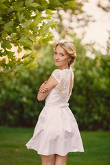 Gorgeous young bride in the Park of colors