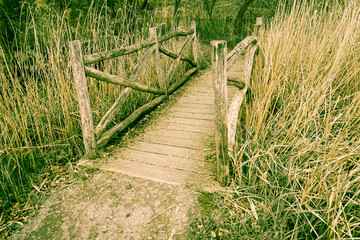 Nostalgische, alte Holzbrücke, retro-look