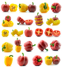 Set of a fresh juicy peppers isolated on a white background