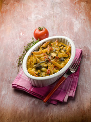 oven pasta with tomato sauce and zucchinis