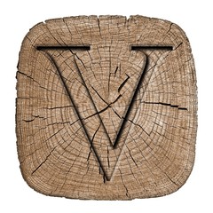 Wooden alphabet block, letter V