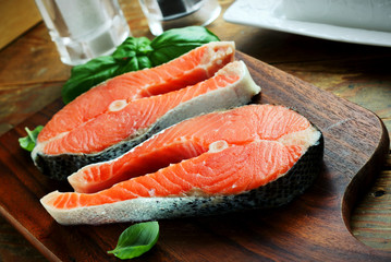 Raw salmon filllets