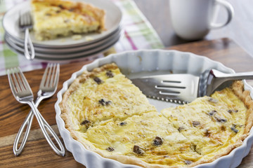 Crab and mushroom quiche