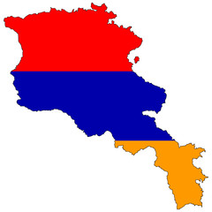 Vector map with the flag inside - Armenia.