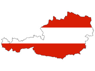 Vector map with the flag inside - Austria. - obrazy, fototapety, plakaty