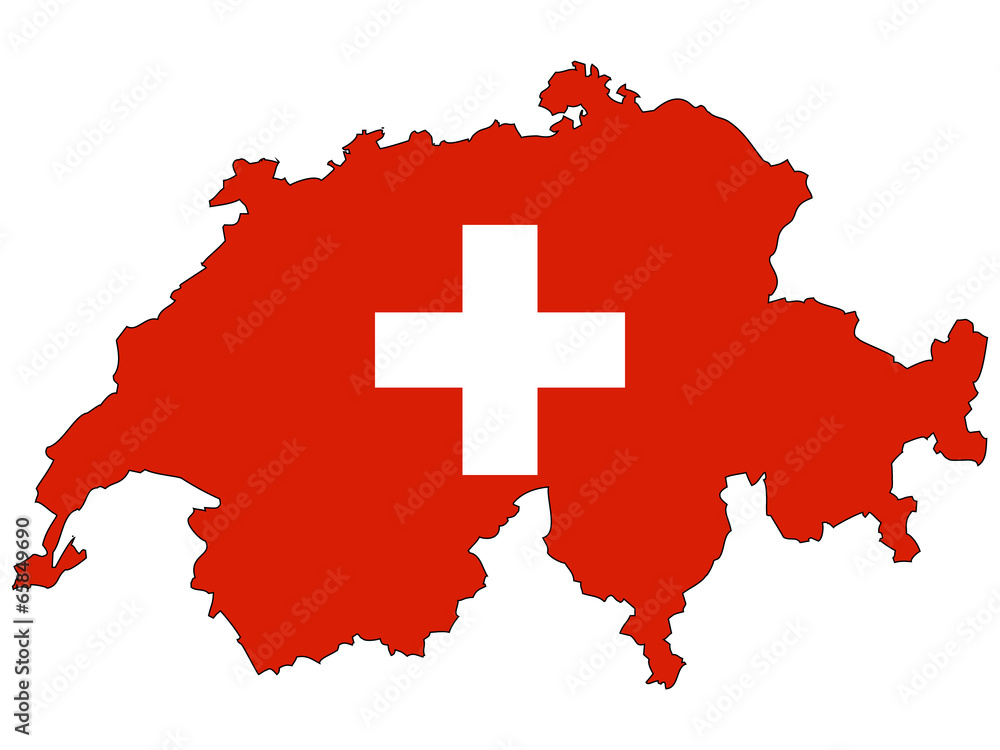 Canvas Prints Vector map with the flag inside - Switzerland.