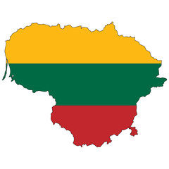 Vector map with the flag inside - Lithuania.