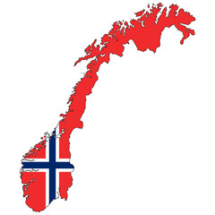 Vector map with the flag inside - Norway.